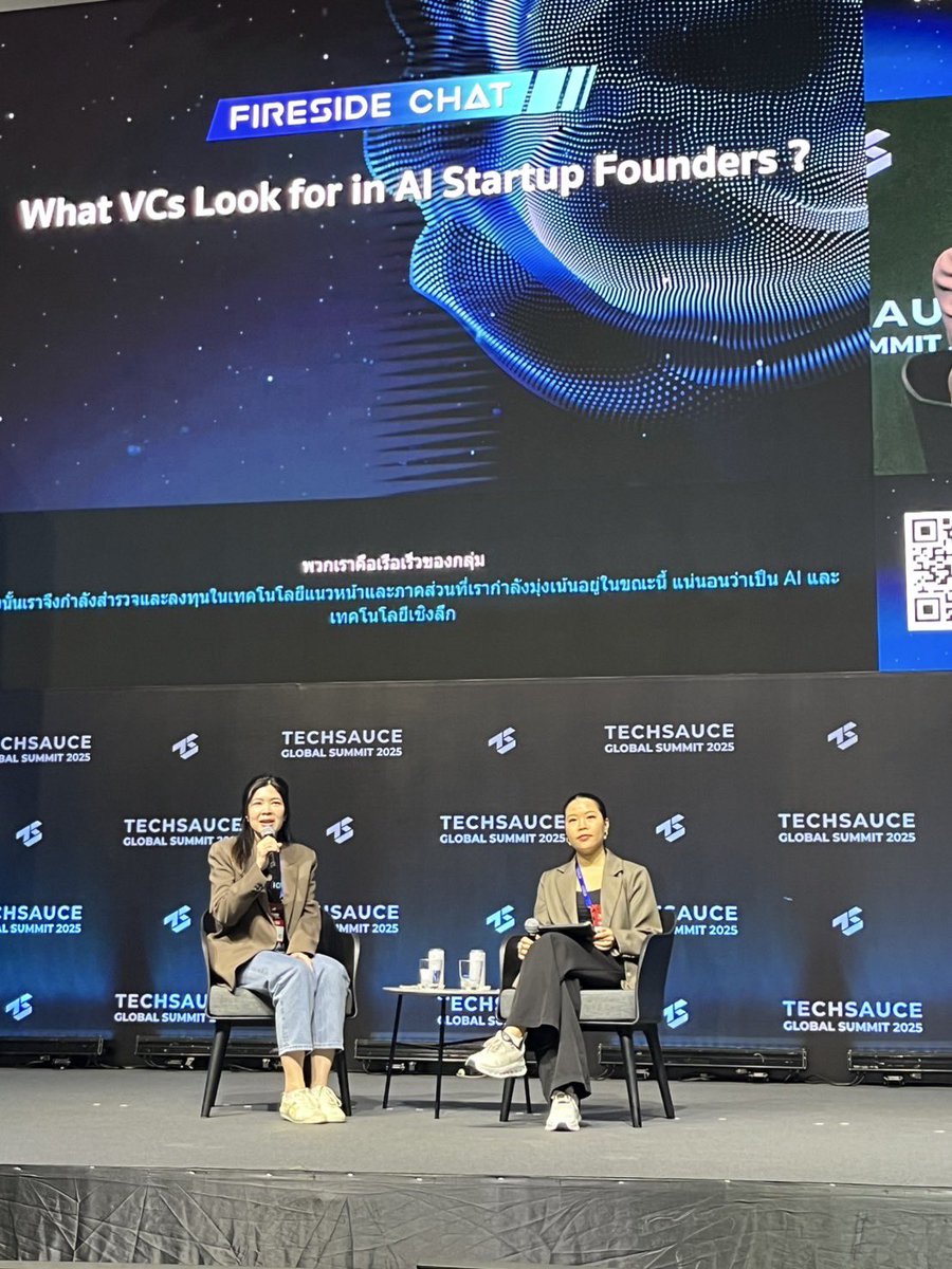 SCB10X_OFFICIAL's tweet photo. Day 1 of Techsauce Global Summit 2025, Chanakarn Muangmangkhang, VC Principal at SCB 10X, shared an in-depth talk on “What VCs Look for in AI Startup Founders,” highlighting the critical role of investor, including VC and CVC, in accelerating AI transformation within large enterprises.

#SCB10X #TechsauceGlobalSummit2025