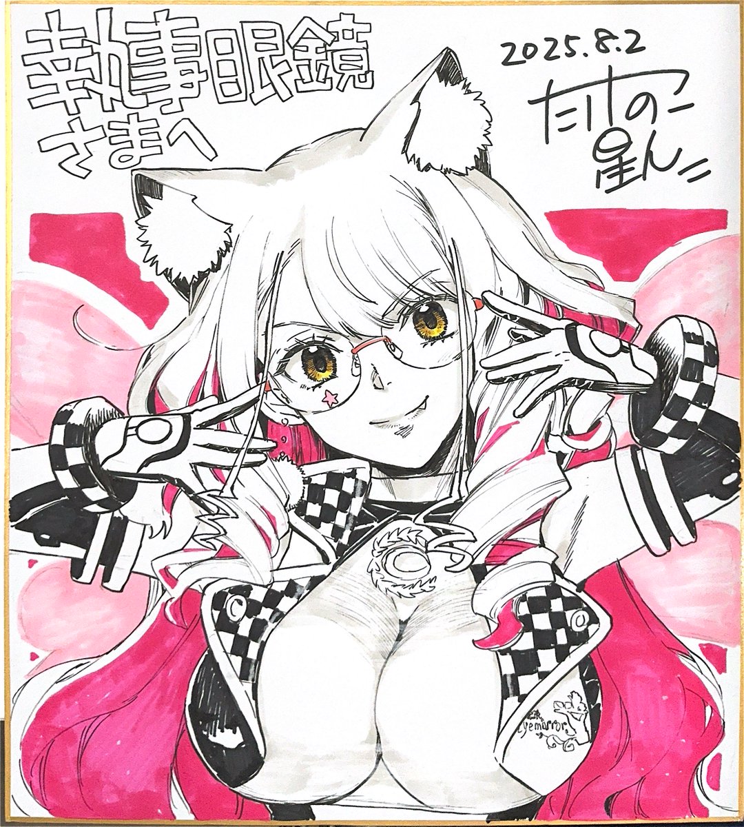 執事眼鏡様に向けて色紙描いてました！
描き終わったかなと思っていたら隣にいたひろやまさんに「胸の皺、描ないんですか？」て聞かれてホワイトがあればな～って話をしてたら前に座っていたCHOCOさんがホワイトの色鉛筆をスッと渡してくれました！