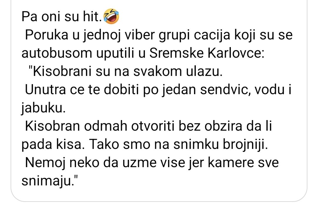 🤣🤣🤣🤣🤣🤣🤣🤣🤣🤣🤣🤣🤣🤣🤣🤣🤣🤣🤣🤣🤣🤣🤣🤣🤣🤣🤣🤣🤣🤣🤣🤣🤣🤣🤣🤣🤣🤣🤣
Sledeći put njih 30 da drže po 2 kišobrana🤣🤣🤣🤣🤣🤣🤣🤣🤣