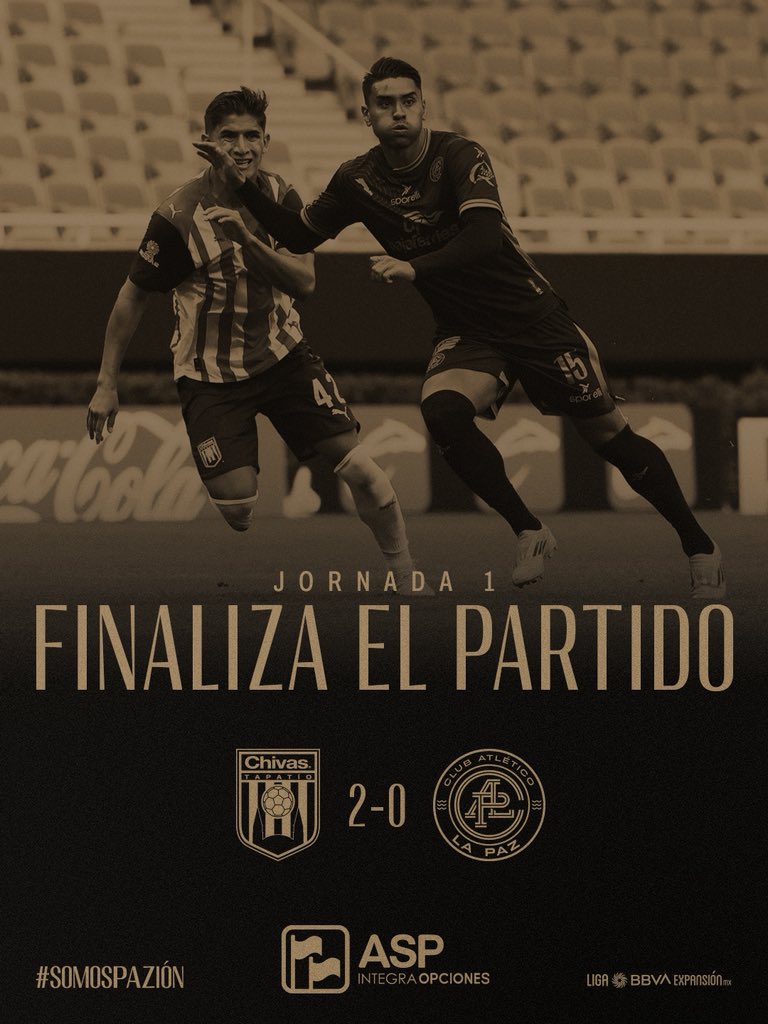 📈 ASP Integra Opciones presenta: Termina el encuentro en Guadalajara. 

Los locales se llevan la victoria 2 vs 0

#SomosPAZion