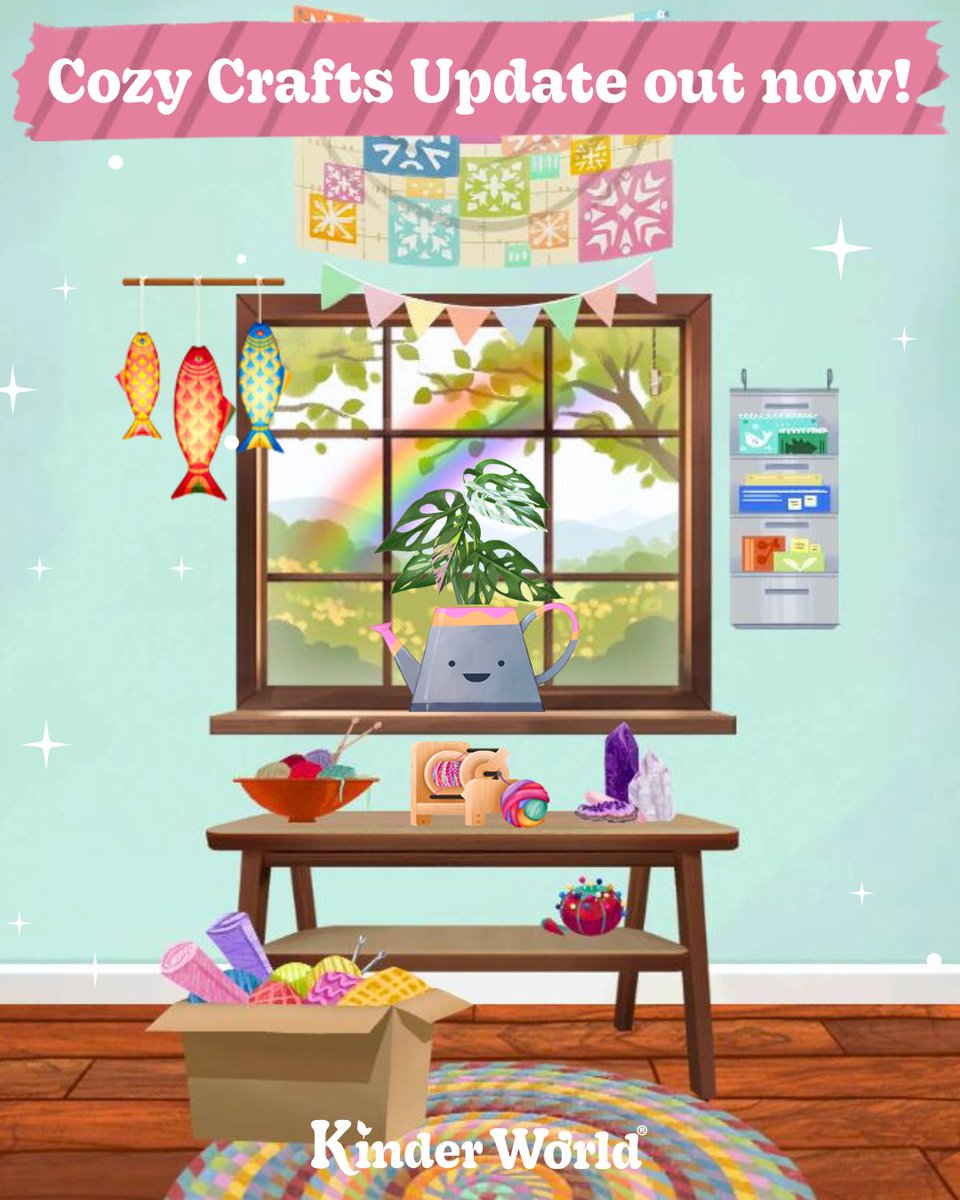 We’ve just released the new Cozy Crafts update for Kinder World on mobile! 🥳✨  

There's plenty of charming new decor to sprinkle some creativity and colour across your home.

 🧵  Check 'Kinder World' in your mobile store of choice to get the free update! ❤️