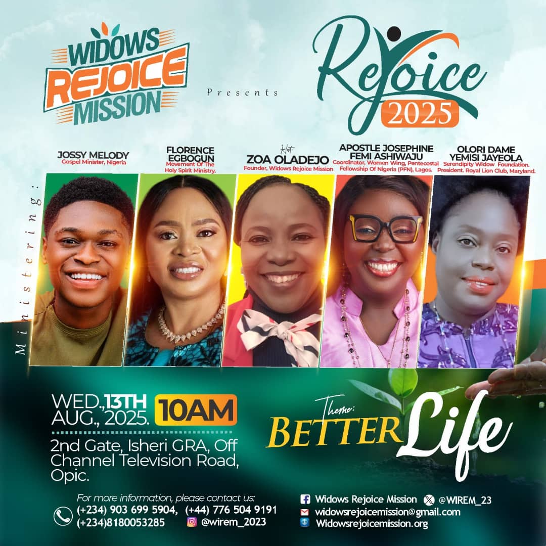 WIDOWS REJOICE MISSION (@wirem_23) on Twitter photo Countdown to Rejoice_2025. Better life for vulnerable #widows. Join us online and in person.
<a href="/zoaoladejo/">ZOA OLADEJO</a> Countdown to Rejoice_2025. Better life for vulnerable #widows. Join us online and in person.
<a href="/zoaoladejo/">ZOA OLADEJO</a>