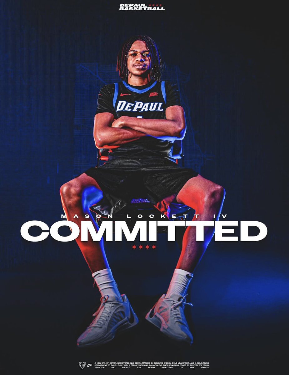 BREAKING: DePaul has landed a commitment from 6-foot-4 guard Mason Lockett IV in the class of 2026.

The Oswego, Illinois native chose the Blue Demons over offers from Saint Louis, Loyola, Xavier and Minnesota.