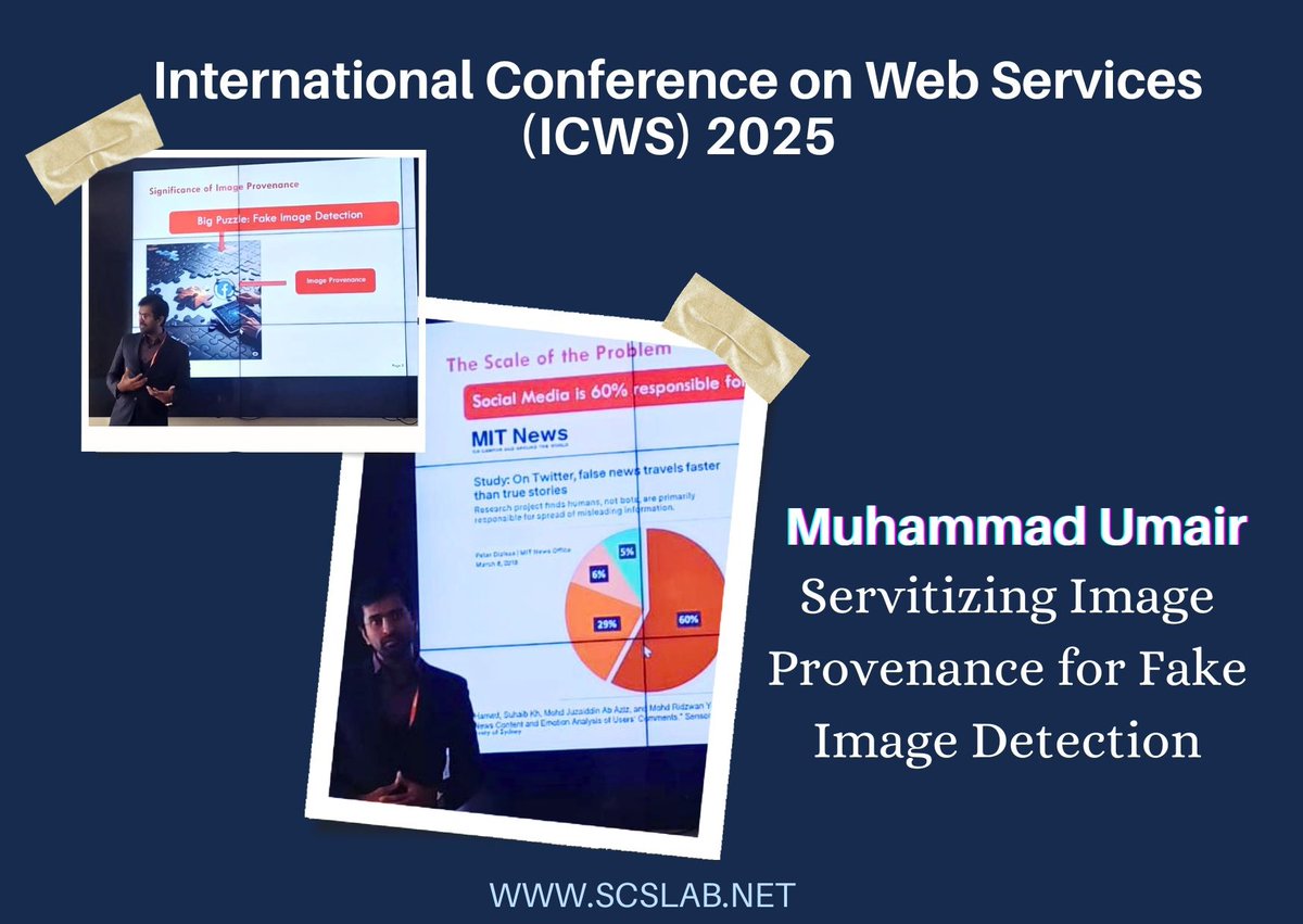 SCSLab's tweet image. 🎉Congratulations to Ethan Katte, Muhammad Umair, and Prof. Athman Bouguettaya for their accepted paper in IEEE International Conference on Web Services (ICWS 2025) held in Helsinki, Finland!🎉

💎Paper title: Servitizing Image Provenance for Fake Image Detection