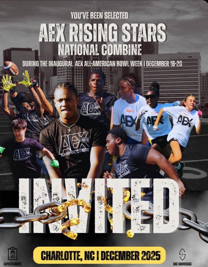 TaylorBarton07's tweet photo. Honored to be selected for the AEX Flag All-American Rising Stars National Combine! 💪🏾🏈 As a Class of 2026 Wide Receiver, I’m locked in and ready to compete . This is just the beginning let’s go to work! 🚀 #AllAmerican #RisingStar #WR2026 #FlagFootball https://t.co/pDrOiEyYyI