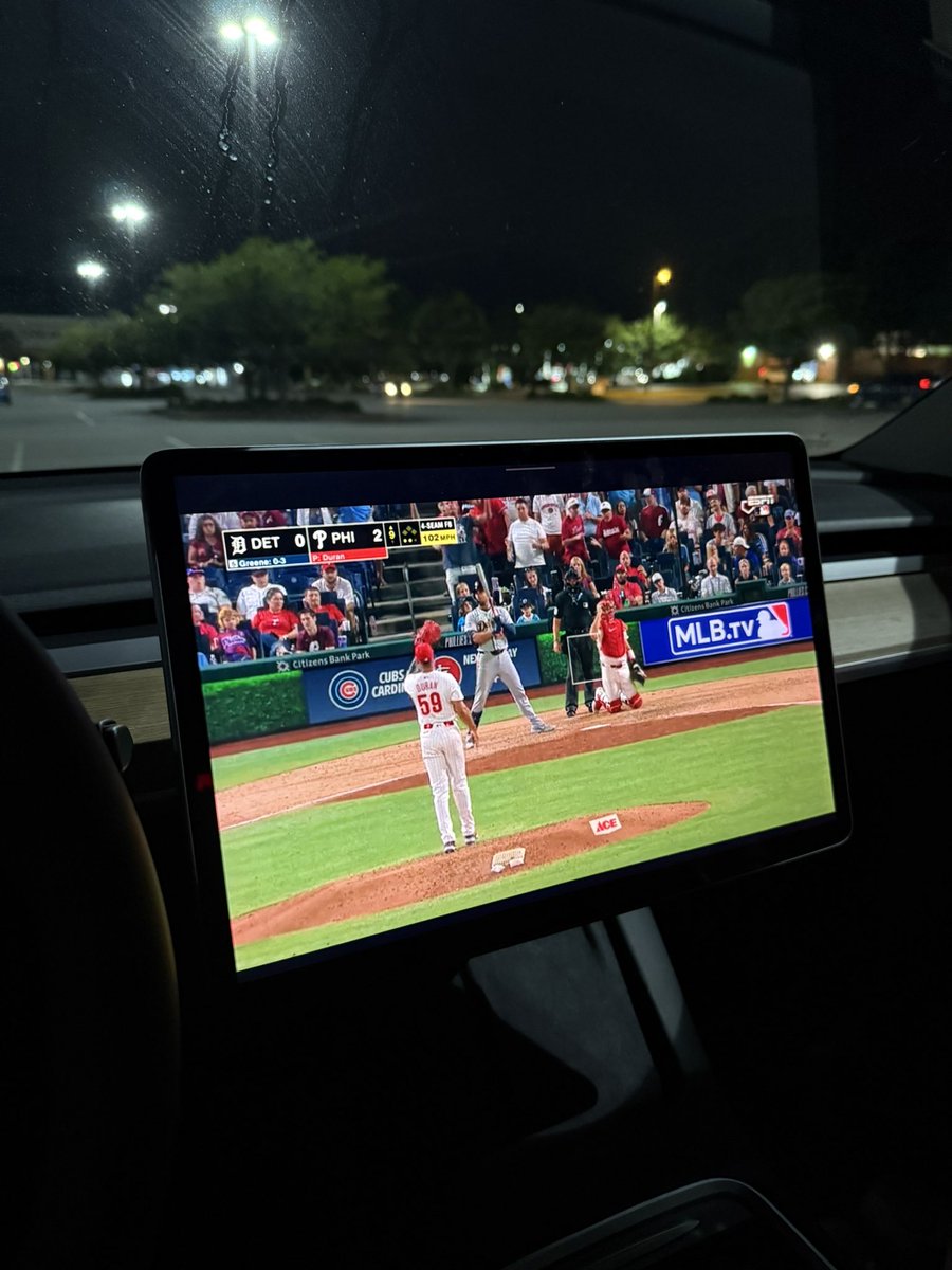 TSLAcado's tweet photo. Best part of charging: being able to watch the Phillies https://t.co/gnymCpUkbk