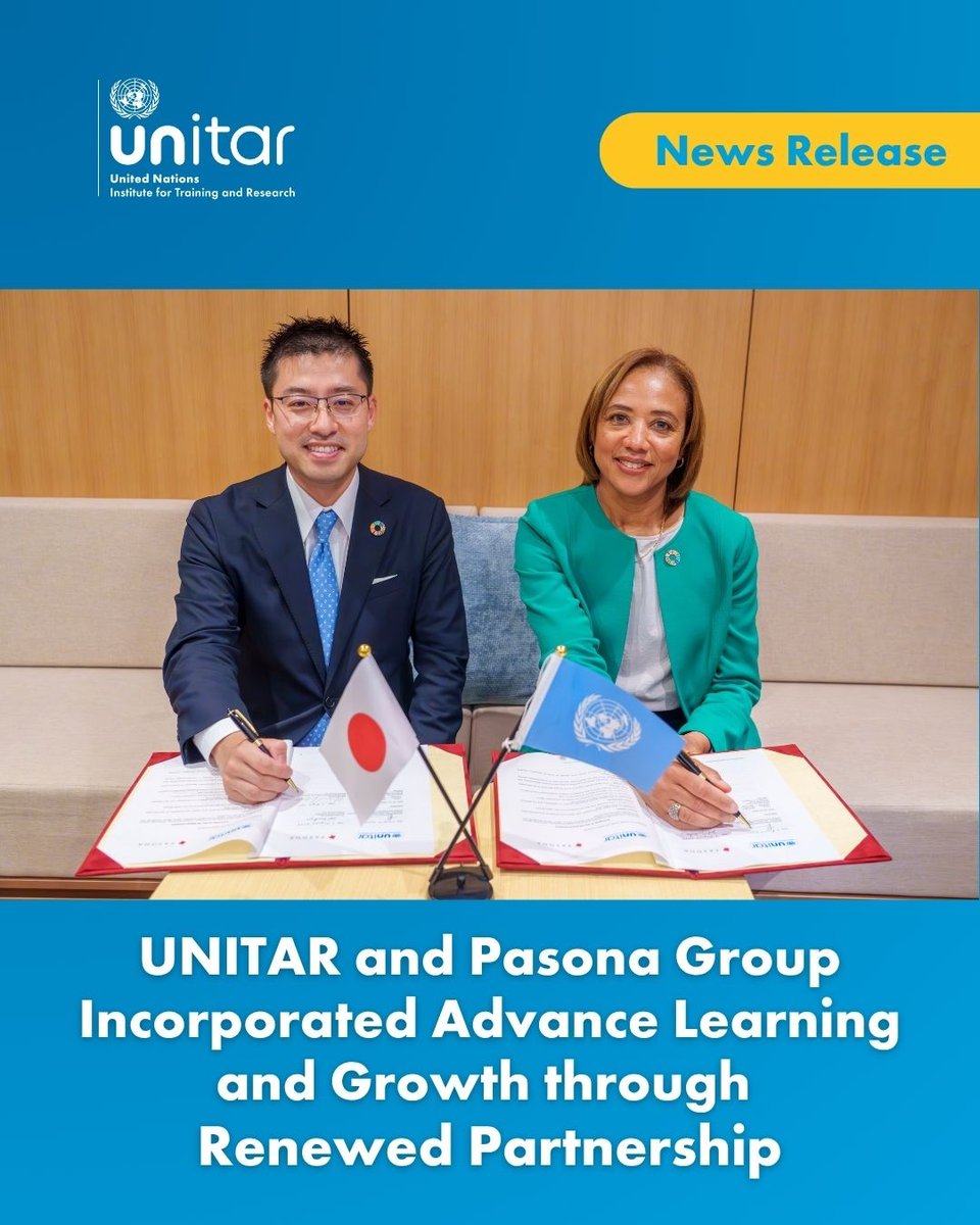 📢Our news release is out! 

“UNITAR and Pasona Group Incorporated Advance Learning and Growth through Renewed Partnership” 🤝🌏 

Read more👇 
unitar.org/about/news-sto… 

#UnitedForABetterFuture #Expo2025