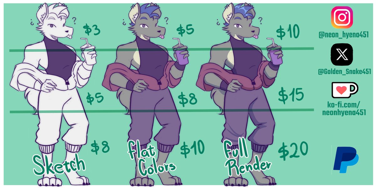 Golden_Snake451's tweet photo. Finally making a proper commision chart with my current quality!

#art #Commission #commissionsopen #furryartwork #furryartist https://t.co/7rrcgkgQZp
