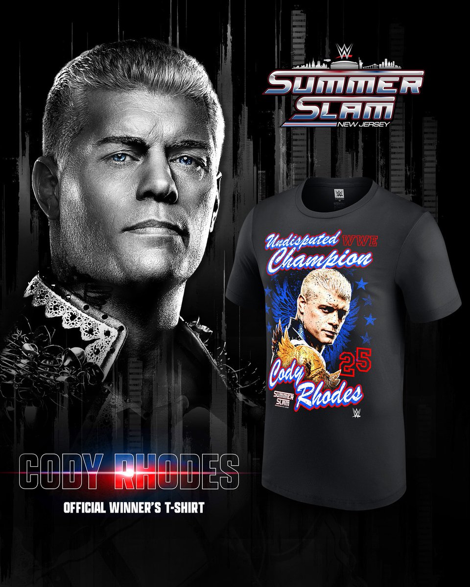 WWEShop.com (@wweshop) on Twitter photo Cody Rhodes is the NEW Undisputed Champion! Celebrate his SummerSlam victory with this NEW Winner tee! Available now at #WWEShop! #WWE #SummerSlam
<a href="/CodyRhodes/">Cody Rhodes</a>
🛒: bit.ly/3Jhvscf Cody Rhodes is the NEW Undisputed Champion! Celebrate his SummerSlam victory with this NEW Winner tee! Available now at #WWEShop! #WWE #SummerSlam
<a href="/CodyRhodes/">Cody Rhodes</a>
🛒: bit.ly/3Jhvscf