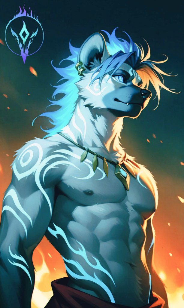 RadiantRunt's tweet photo. Winding down with the echoes of flame tonight. Sleep well, wanderers—catch y’all on the next post. 🔥🌙 #Pixaiart #furryart #AIart https://t.co/HIBvmfsOdX