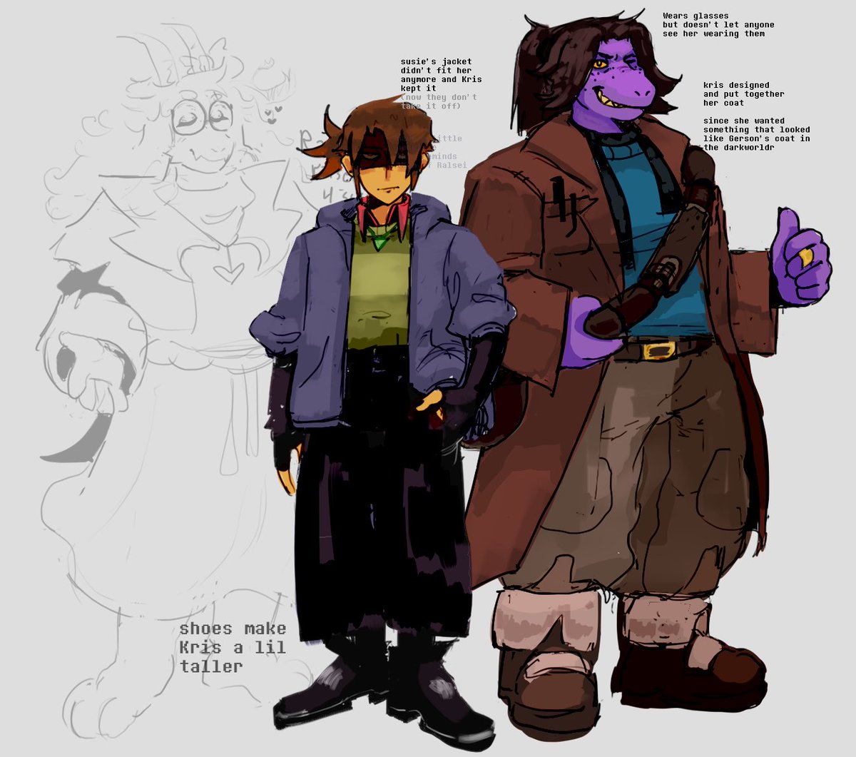 Kris and Susie!
Ralsei for size comparision..