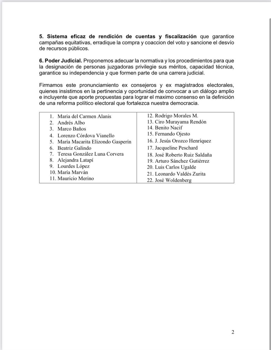 🚨Ante el anuncio de una nueva reforma electoral, exconsejeros y exmagistrados hacen un llamado urgente a abrir un diálogo nacional incluyente, técnico y con alto consenso.

Aseguran que México necesita una reforma que:

✔️ Fortalezca la representación política sin distorsiones.