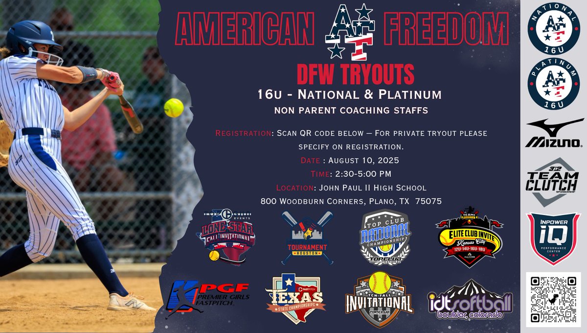 Andy Wood (@405hitting) on Twitter photo Are you looking for a new home and the opportunity to play in some of the top tournaments in the country? Next Sunday is your chance. Don’t let distance be a deterrent. <a href="/AFNational16u/">American Freedom National 16u</a> <a href="/AFSBALL/">American Freedom Softball</a> Are you looking for a new home and the opportunity to play in some of the top tournaments in the country? Next Sunday is your chance. Don’t let distance be a deterrent. <a href="/AFNational16u/">American Freedom National 16u</a> <a href="/AFSBALL/">American Freedom Softball</a>