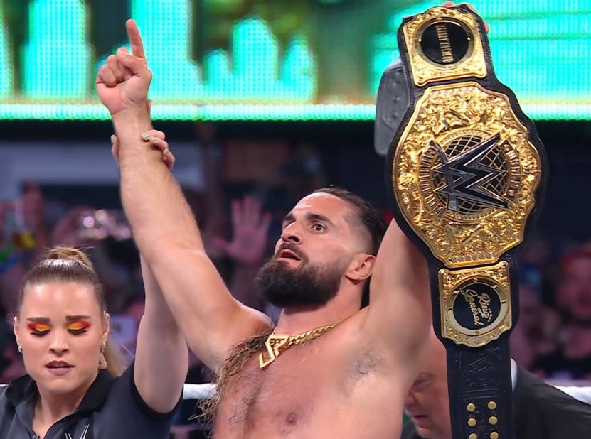 WrestleOps's tweet image. Both nights of #SummerSlam 2025 ended with shocking moments.

Night 1 — Seth Rollins is not hurt and cashes in MITB on CM Punk to become World Champion

Night 2 — Brock Lesnar returns