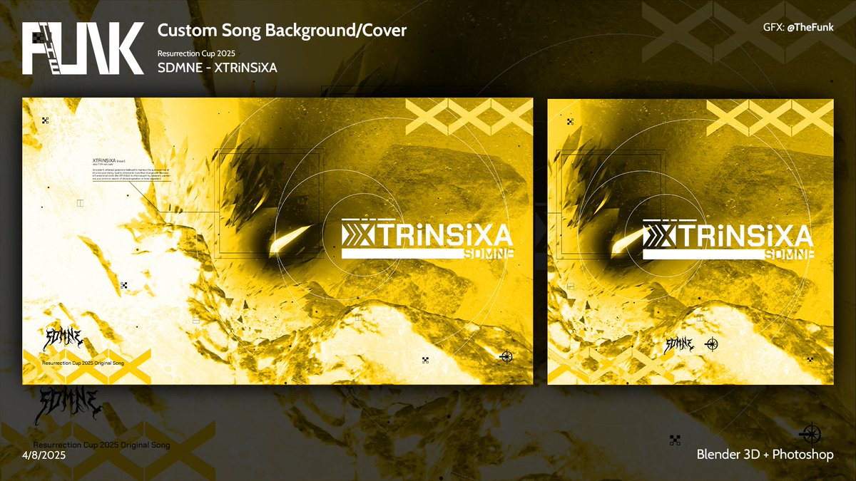 TheFunk / Funk (@theactuallyfunk) on Twitter photo 4/8/2025 - XTRiNSiXA
Last work for <a href="/ResurrectionCup/">Resurrection Cup</a> 2025! I made the artwork for SDMNE's speedy song, which is cool. Do check out the song and map itself! 4/8/2025 - XTRiNSiXA
Last work for <a href="/ResurrectionCup/">Resurrection Cup</a> 2025! I made the artwork for SDMNE's speedy song, which is cool. Do check out the song and map itself!