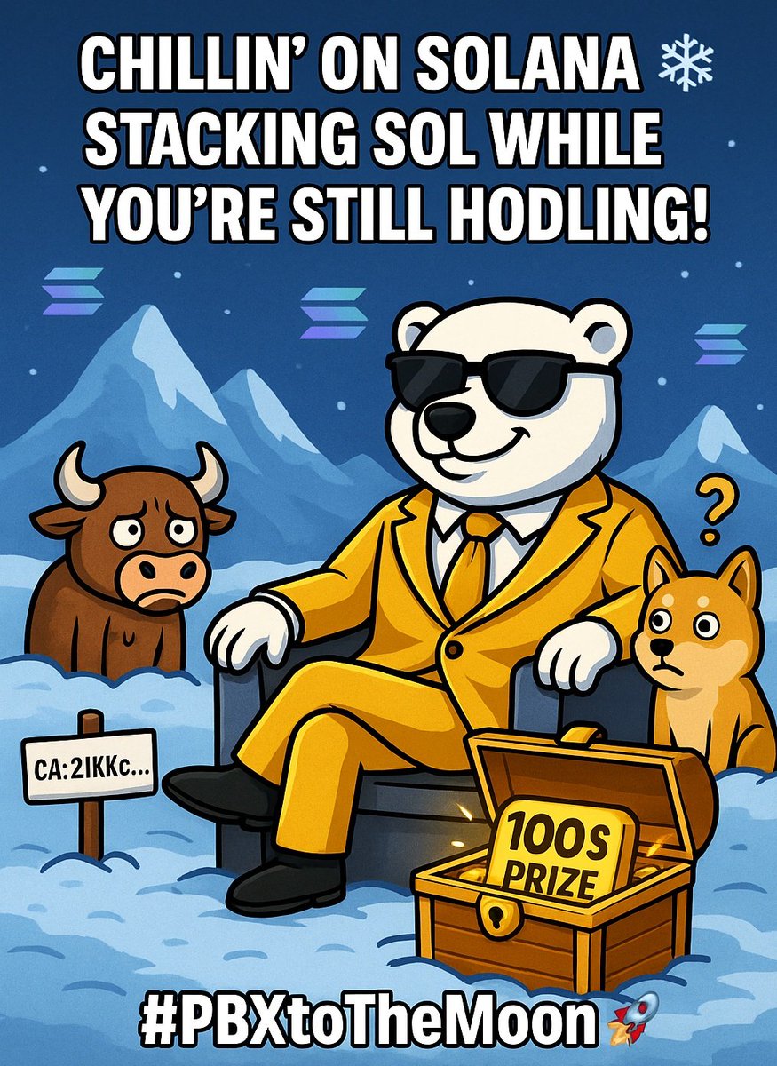 aft_david's tweet image. Bitcoin bulls panic, Doge dogs confuse… Meanwhile, PolarBear X just wins 🏆❄️ #PBX

100 SOL prize? Already secured. The others still reading the whitepaper 😂 #PBXtoTheMoon

CA✏️:
2JkK4cPQk6YaTuFp9FtRXpLrEvWCv9j7EDEGxcp7DV2a 

✉️Telegram: t.me/polarbearx1