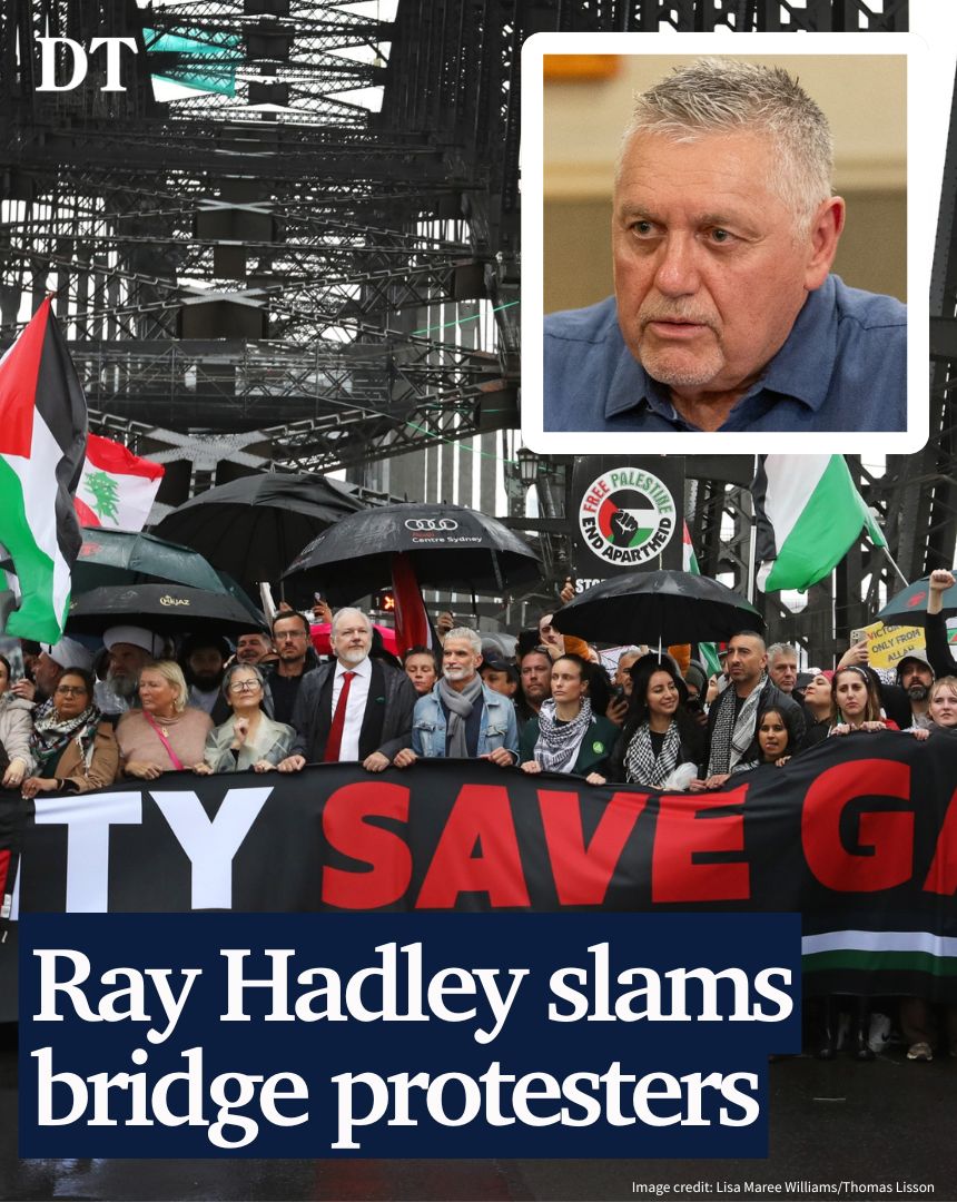 dailytelegraph's tweet image. #Exclusive - Ray Hadley says Palestine is run by Hamas, a terrorist organisation, and that protests such as yesterday’s only serve to bolster that murderous regime. WATCH THE VIDEO ➡️ bit.ly/4fkNiqI