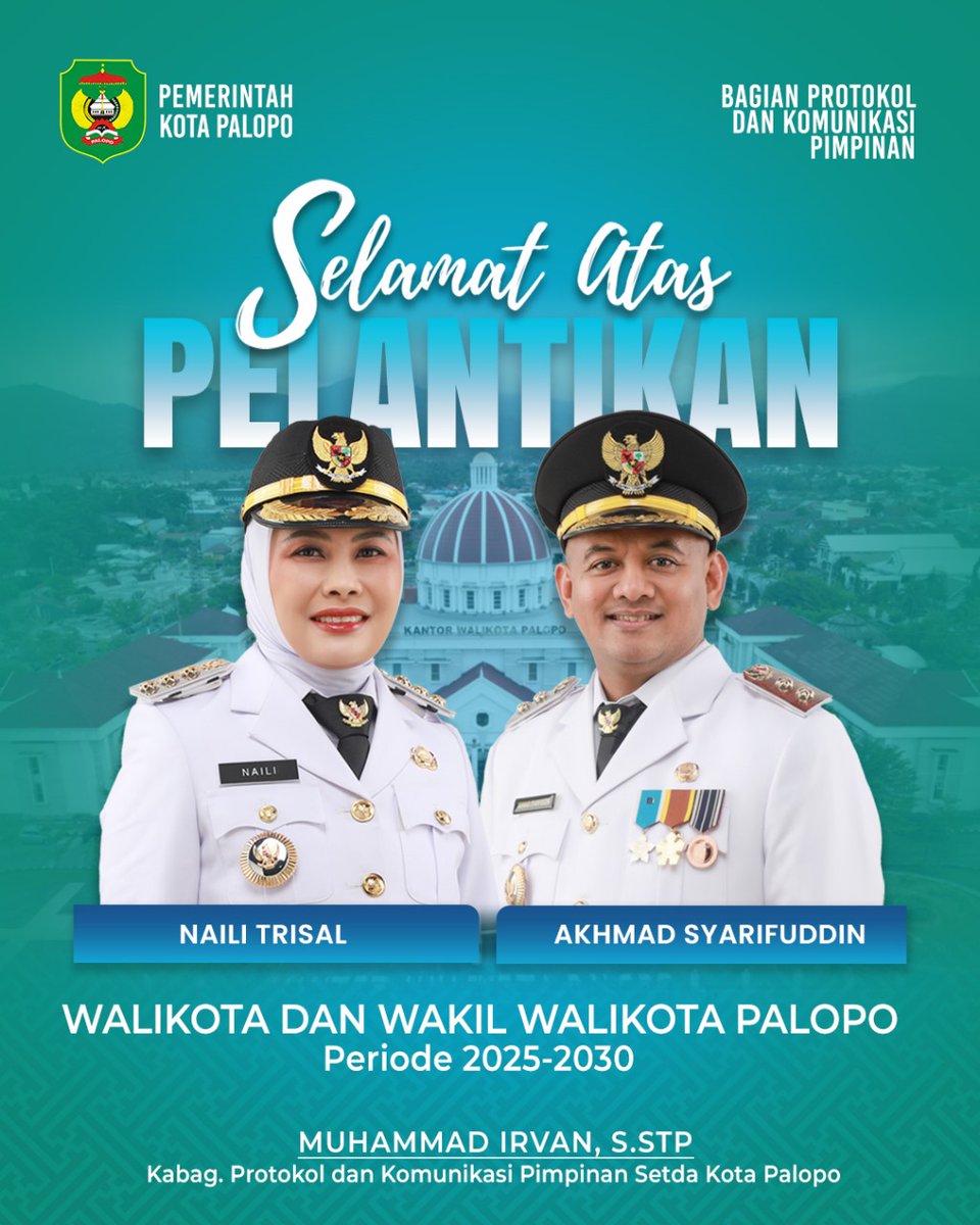 Selamat Atas Pelantikan Walikota Palopo Dan Wakil Walikota Palopo Periode 2025-2030