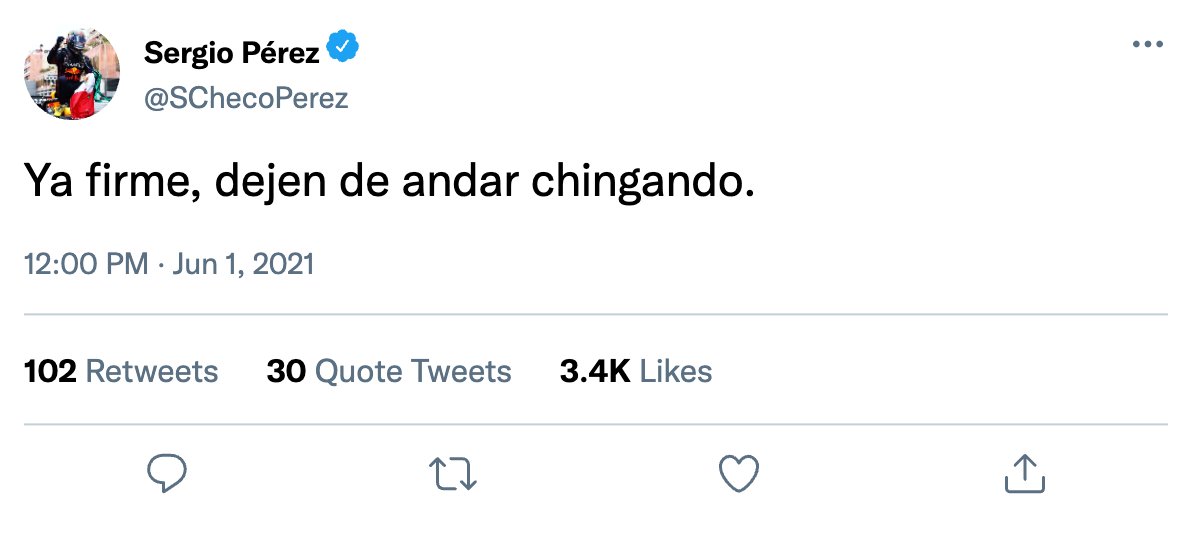 Checo cualquier dia de estos: