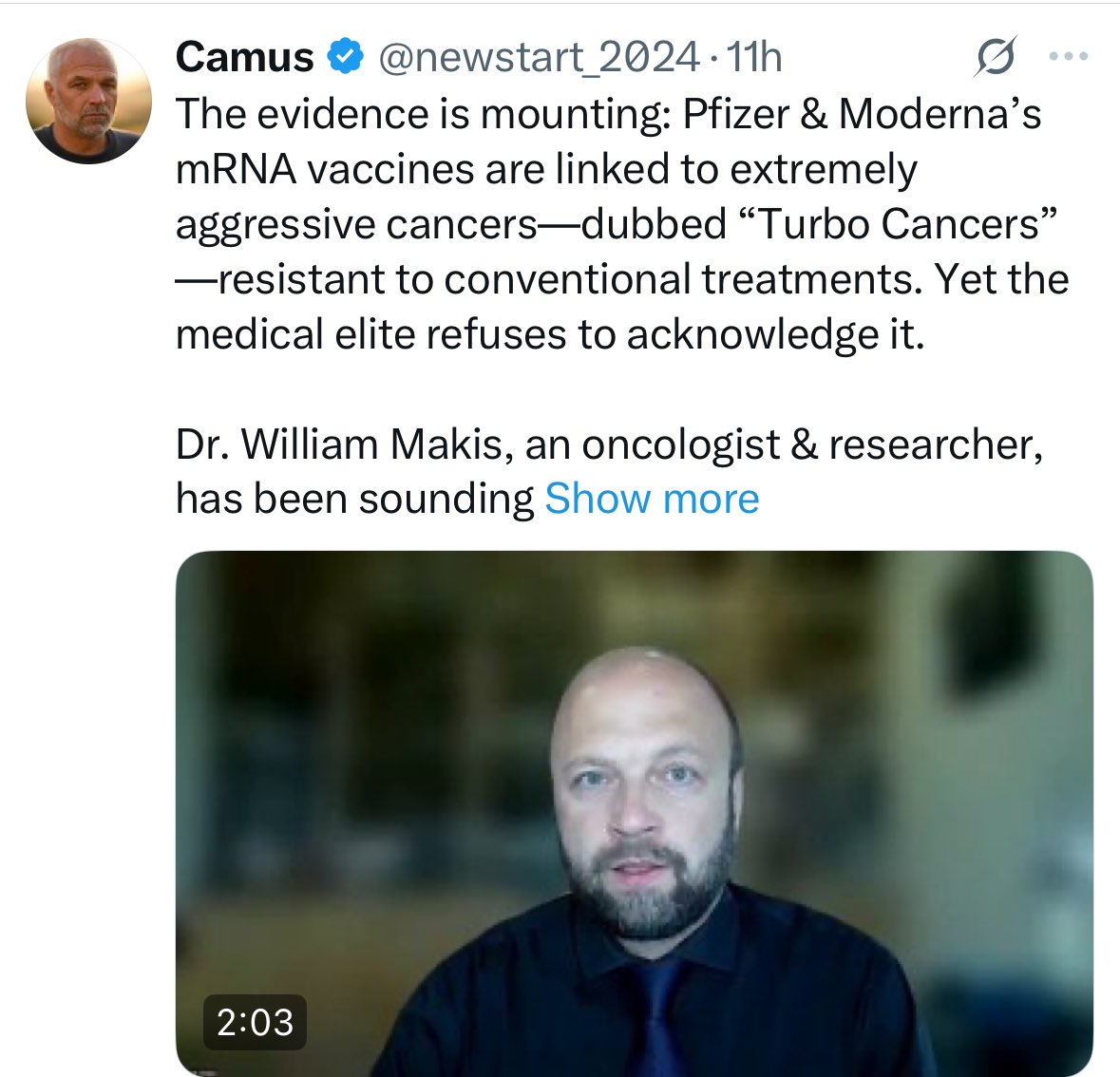 Turbo cancer doesn't exist 
William Makis isn't an oncologist 
In fact he doesn't have a medical licence 
And he claims the worm pill ivermectin cures cancer 
Without publishing any proof of his wild claims