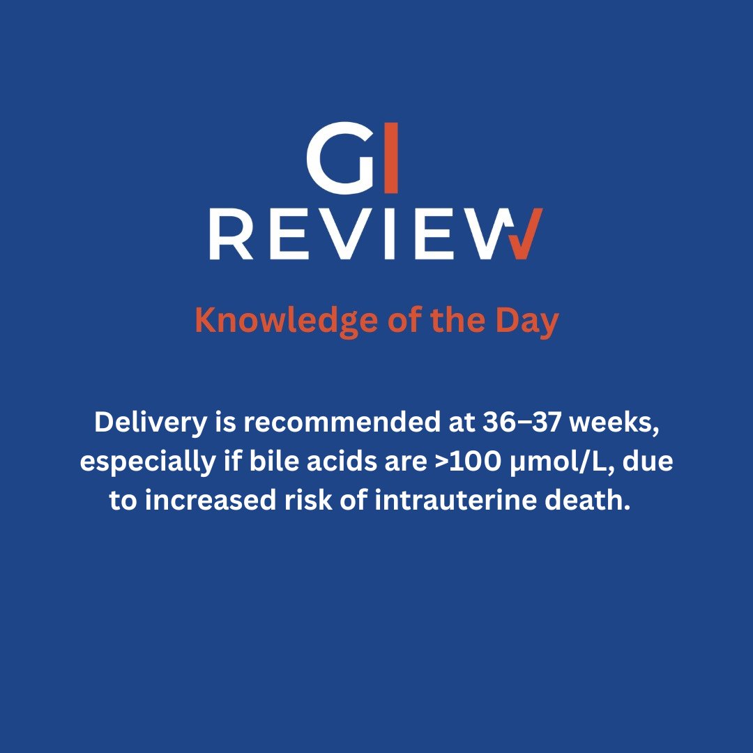 thegireview's tweet image. Bile acids &amp;gt;100? Deliver early. In ICP, timing matters just as much as treatment.

#gireview #cholestasis #bileacids #bile #pregnancy #obgyn #obstetrics #gynecology #gastroenterology #gi #gifellowship #gastroenterologyfellowship #internalmedicine #medicaleducation #meded