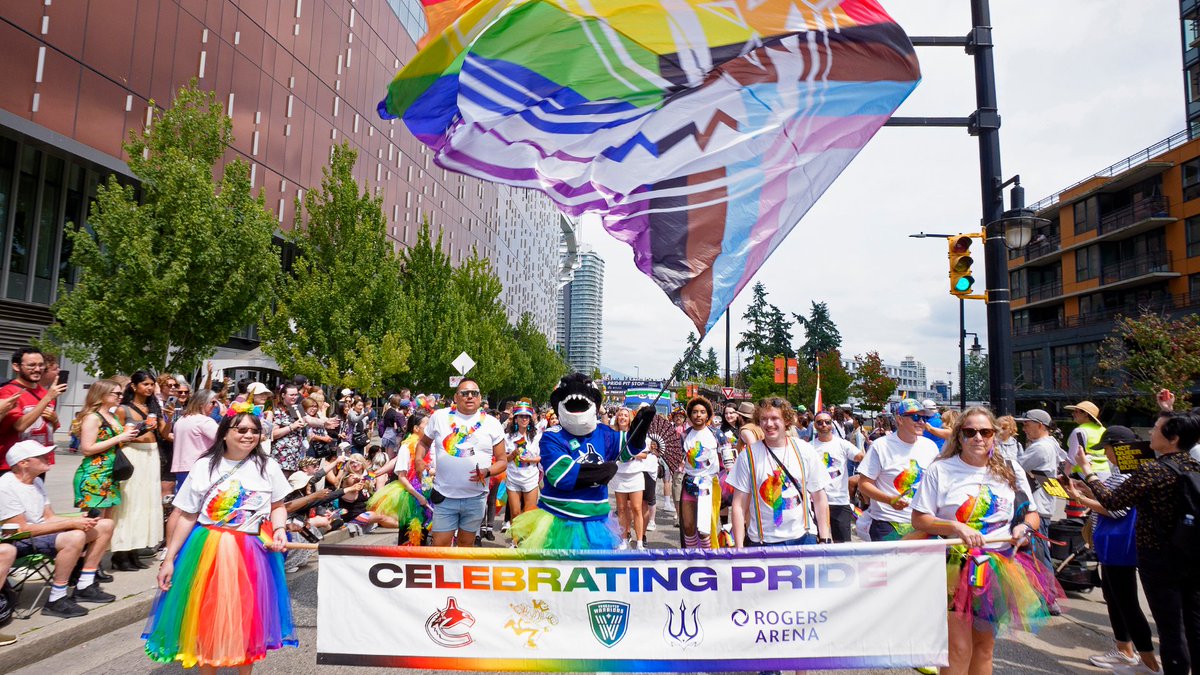 Canucks's tweet photo. Happy Pride, Vancouver! 🏳️‍🌈🏳️‍⚧️ https://t.co/dfXeaVnQbp