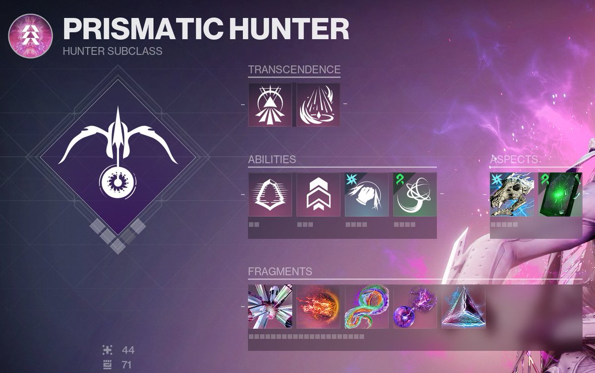 EoF GRAPPLE HUNTER 

DISCORD: discord.com/invite/4k8BGRJ…

CLASS:
Spirit of Inmost Light
Spirit of Cyrtarachne

STAT FOCUS:
70 Melee
70 Class
Rest into Grenade (over 100)