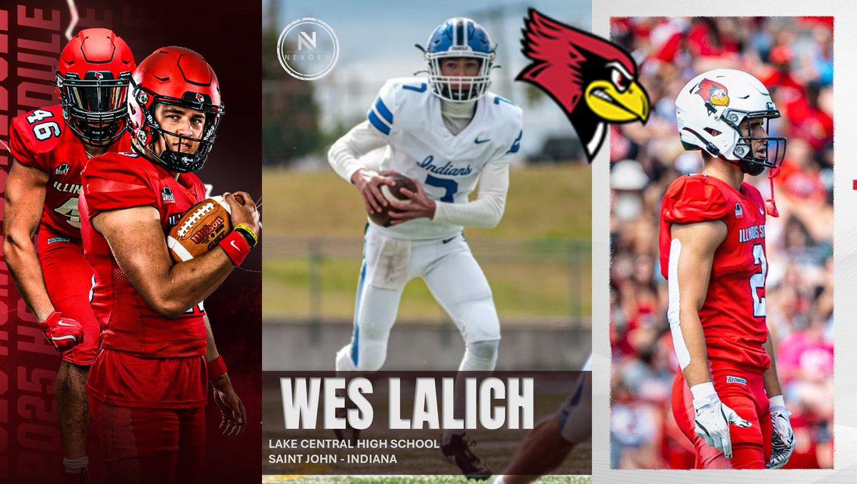 nexgenscouting's tweet photo. ▶️NexGen Game Visit
✔️September 6
📍Illinois State University @RedbirdFB 
@Coach_NMurray 
✅2028 QB Wes Lalich @WesLalich 
Lake Central HS @lakecentralfb 
Saint John (IN) https://t.co/ugsvFEPVWh