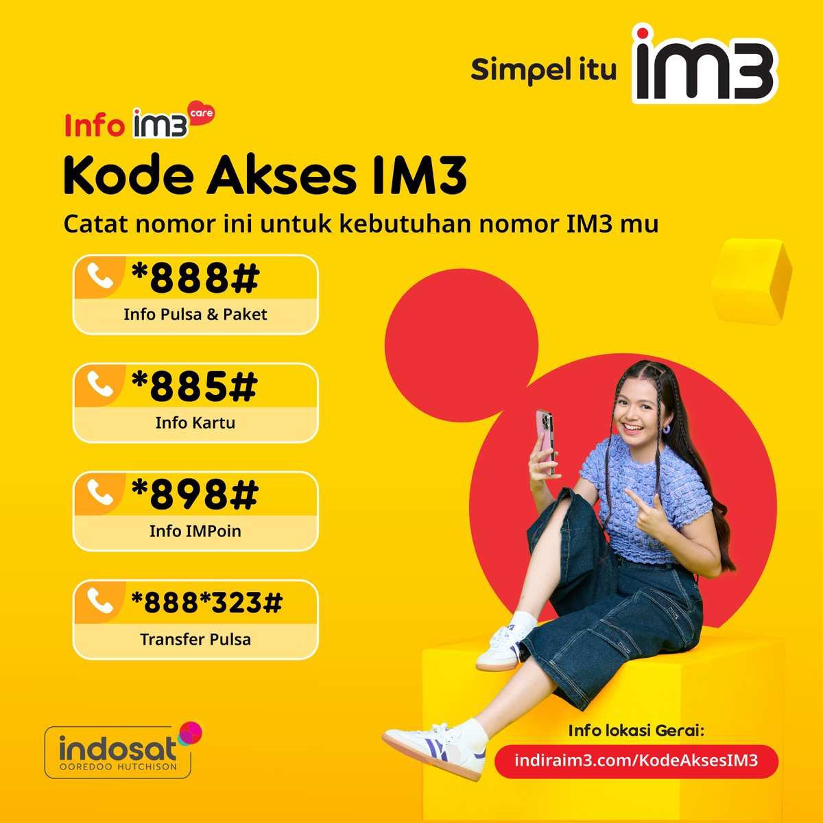 IM3 Care (@careim3) on Twitter photo Tinggal tekan kode akses ini, semua info tentang nomormu langsung muncul!
Sisa pulsa, kuota, hingga transfer pulsa, semua bisa π€© 
Catat info penting ini ya #SahabatBaikku π Tinggal tekan kode akses ini, semua info tentang nomormu langsung muncul!
Sisa pulsa, kuota, hingga transfer pulsa, semua bisa π€© 
Catat info penting ini ya #SahabatBaikku π