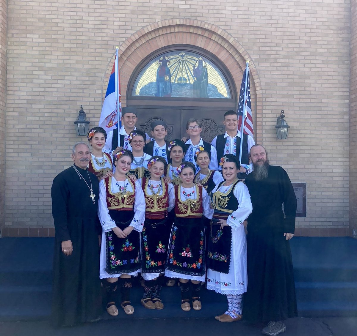 Father Russell and I with the Serbian Dancers yesterday for our Serb Fest at Holy Trinity Serbian Orthodox Church in Butte, MT