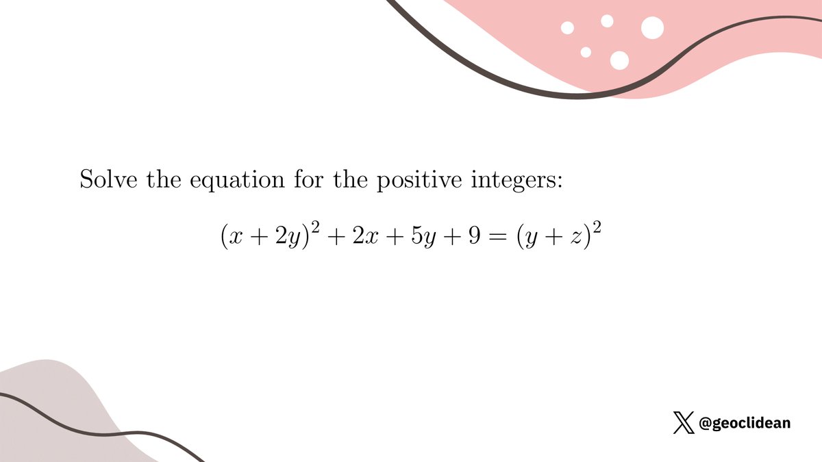 geoclidean's tweet image. Weird diophantine equation
#NumberTheory #DiophantineEquations #Factorization #DiophantineEquation