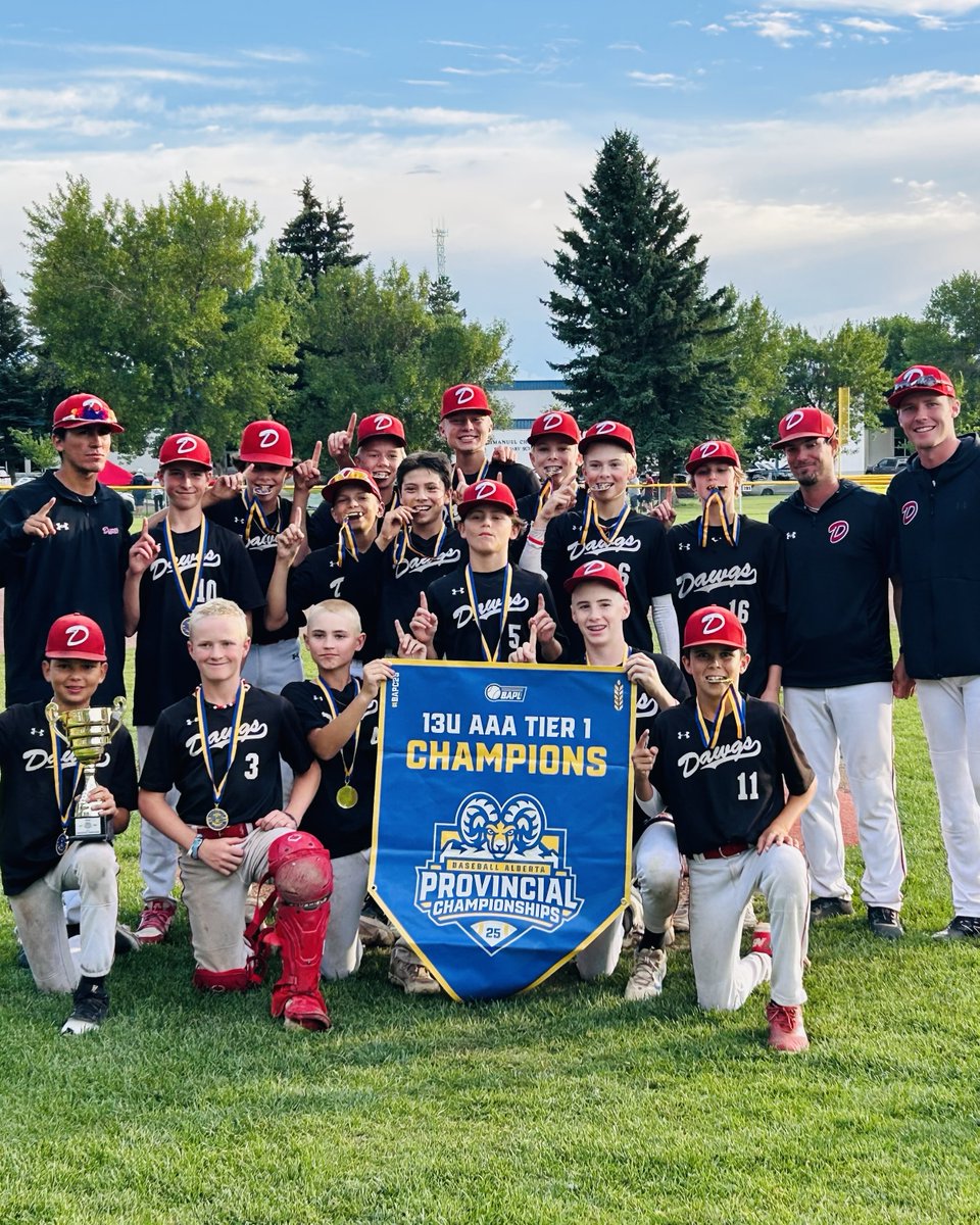 Congratulations to our Dawgs 13U Black on winning the Baseball Alberta Provincial Championship!

Nationals are up next!

#dawgs #baseball #academy #BaseballAlberta #champions