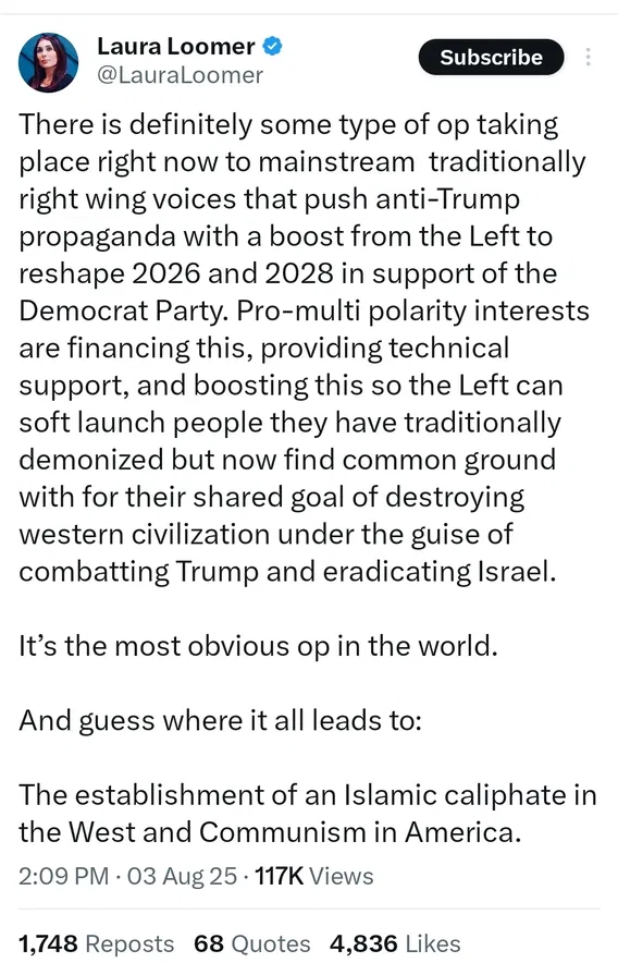 Jessies_Too's tweet photo. I don't know about you, but I hope & pray Laura 
Loomer is wrong!!! 👇 Strange things are 
happening!! 🤔
