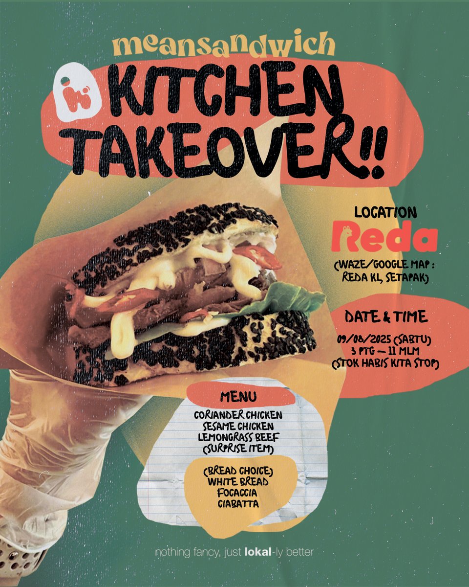 AMBIL ALIH DAPUR <a href="/ruang_reda/">Reda</a> 

09/08/2025 SABTU 3PM - 10MLM
(HABIS STOK KITA STOP!)

menu best selling meansandwich ada. ada jugak satu surpiese item. OG customer will definitely dig this. haaa kalau korang belum cuba meh ramai2 sabtu ni.

<a href="/mosyukiborhan/">Yuki 🇲🇾</a> <a href="/ultranatasja/">Cicer Kasha</a>