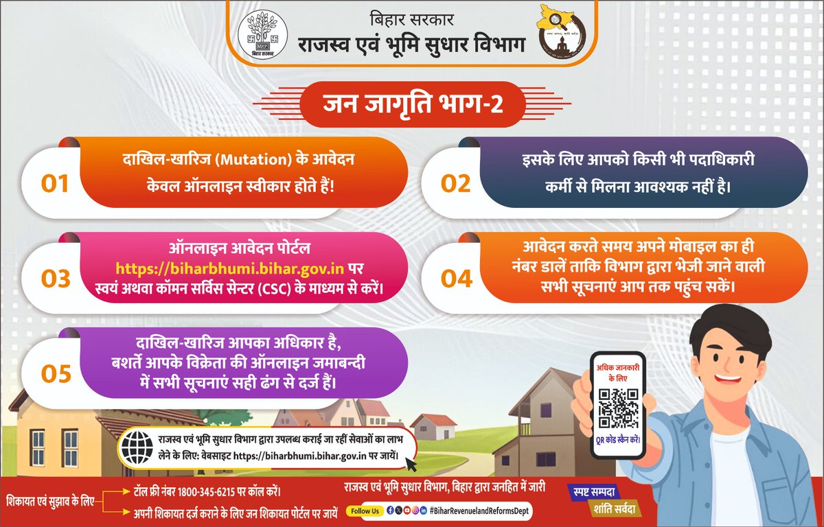 BiharRevenue's tweet image. दाखिल खारिज के बारे में अधिक जानकारी के लिए विजिट करें biharbhumi.bihar.gov.in पर।

@NitishKumar 
@sanjay_saraogi
@IPRDBihar

#biharbhumi 
#mutation #news 
#highlight 
#BiharRevenueLandReformsDept