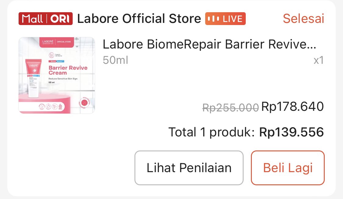 your_sidedump's tweet photo. preloved moisturizer labore biome repair barrier revive cream 50ml
baru dipake 2x 
dijual karena aku (kayanya) ga cocok
abis pake langsung muncul jerawat 

💸Rp. 55.000
exp 07 Mei 2028

ini link nya boleh langsung co ajaa yaa
(https://t.co/mAwZ5YDtLU) https://t.co/fDnn3vAsJL