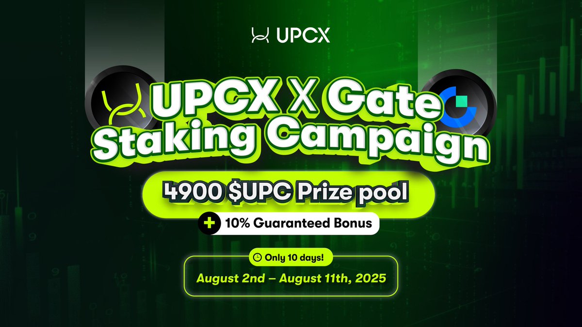 UPCX x Gate: FLASH BUY, STAKE &amp; WIN! 🚀

Are you ready to make your UPCX? Join this limited-time staking event — the more you stake, the more you earn!

✅ Buy $UPCX on <a href="/Gate_io/">Gate.io</a>  
✅ Stake $UPCX  
✅ Start claim your rewards instantly!

Join upcx-staking.io