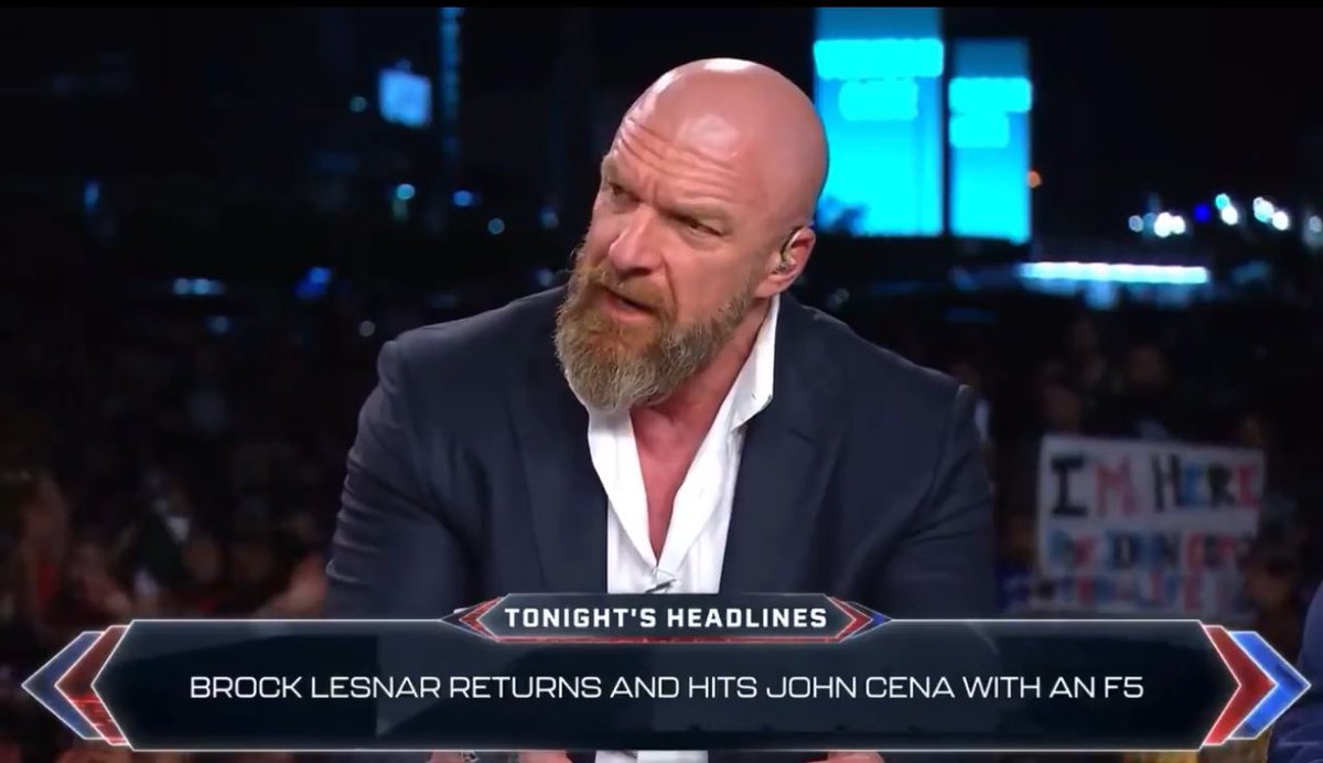 WrestlePurists's tweet photo. Triple H implies that John Cena wanted to work Brock Lesnar on his retirement tour:

“This is John Cena’s wishlist. John Cena’s… it’s him writing the last chapter of his book, and I think people saw a conversation with us where he said we’d have to screw it up pretty badly to ruin his career.

But it’s not about that for me. It’s about John being able to go out the way he wants to go out. To write his chapter. I know what that’s like as a performer. I know what that’s like for everybody to feel that, and I think for John to be able to do what he wants to do.

One of the very first things I said to him is ‘Who do you want? And how?’ And we’re working through that.”

(SummerSlam Post-Show)
