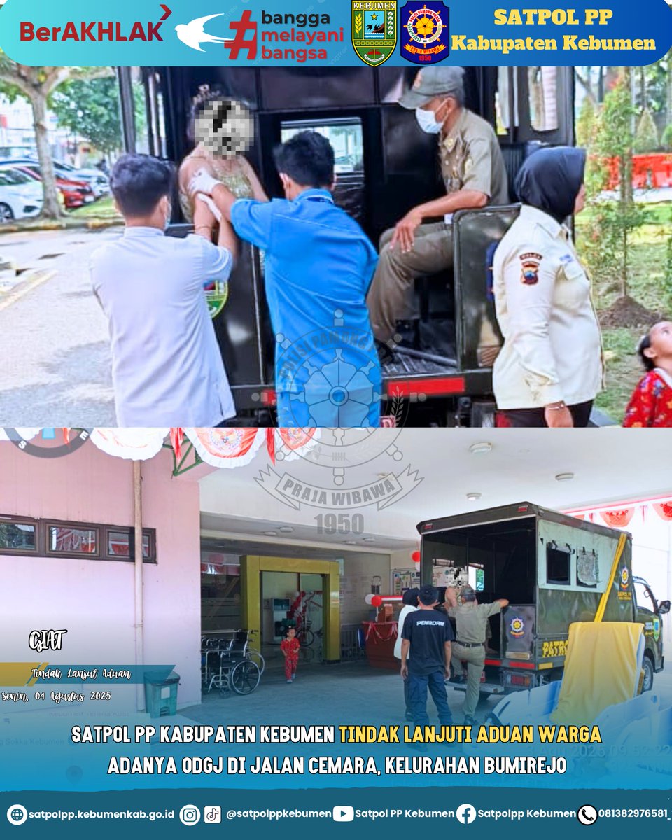 Tim Patroli Satpol PP Kab. Kebumen menindaklanjuti adanya aduan warga tentang keberadaan ODGJ yang berada di Jln. Cemara No. 36, Kelurahan Bumirejo. Senin (04/08/2025).