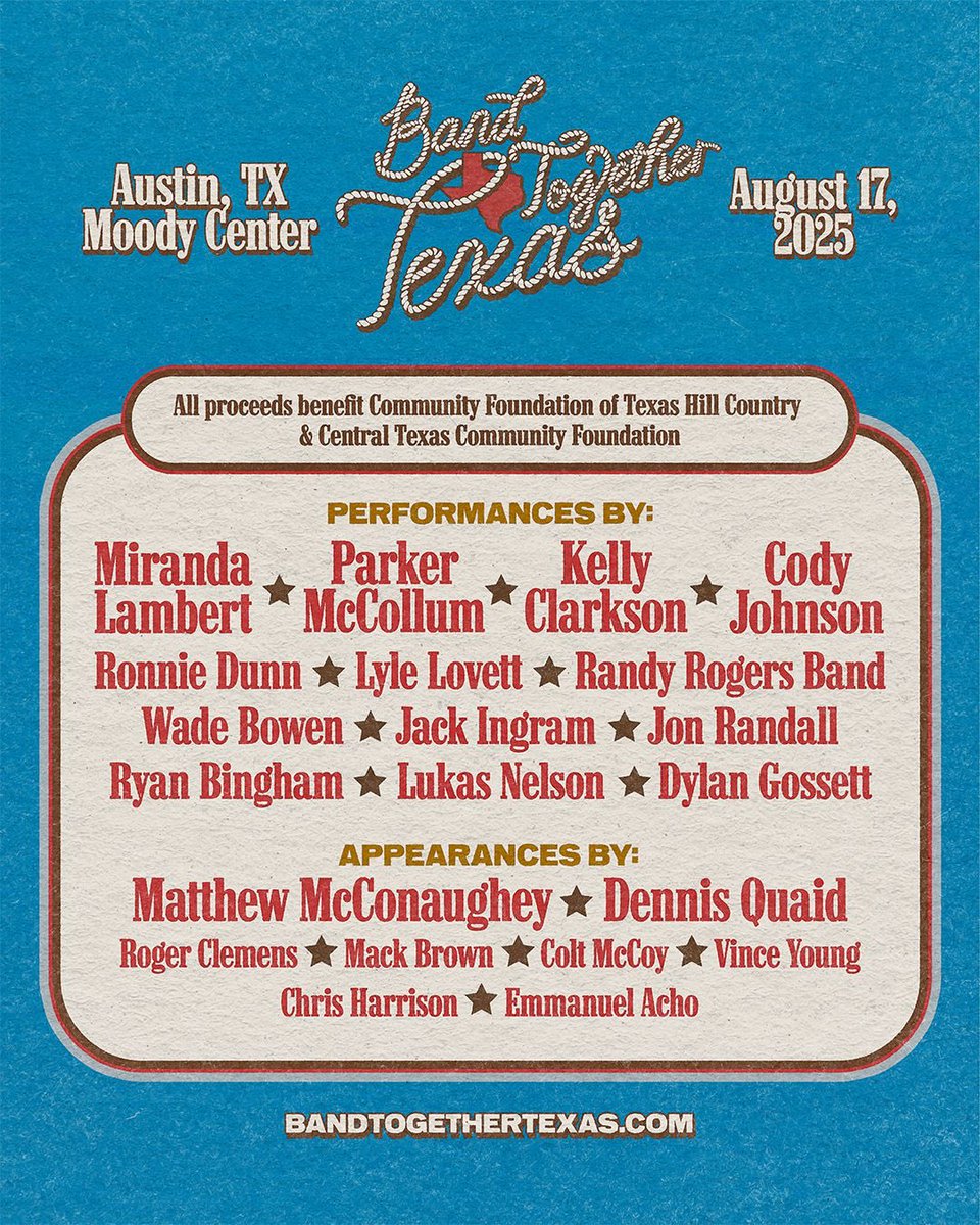 Parker McCollum (@parkermccollum) on Twitter photo Honored to do this with <a href="/mirandalambert/">Miranda Lambert</a> for my home state. Y’all can find more show and ticket info here: bandtogethertexas.com Honored to do this with <a href="/mirandalambert/">Miranda Lambert</a> for my home state. Y’all can find more show and ticket info here: bandtogethertexas.com