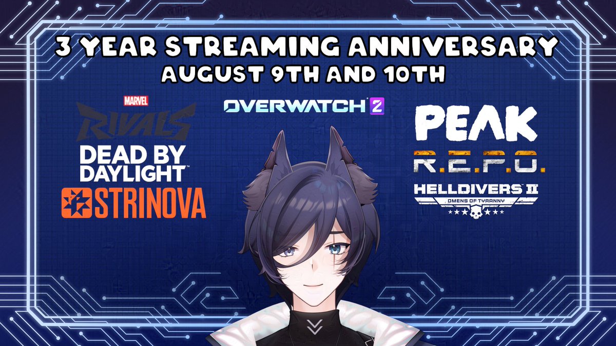 💙 EXCITED TO ANNOUNCE MY 3 YEAR ANNIVERSARY IS ALMOST HERE!  💙
Come celebrate with me on August 9th and 10th starting 1 PM EST both days! Tons of fun collabs and friends to be had and even... a wheel spin??? I would love to see you all there, it's been an incredible journey! 💙