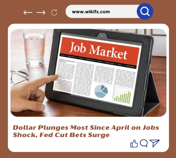 📉 USD Sell-Off:
-DXY tumbles 1.06% to 98.97.
-EUR/USD soars 1.16% to 1.1547 after hitting June low.
-USD/JPY crashes 2.01% to 147.7 from 150.91.

📊 Catalyst: Weak US jobs data →
July NFP: 73K vs 110K expected
June revised down sharply: 14K vs 147K
Uemployment: 4.2% vs 4.1%

🕊️