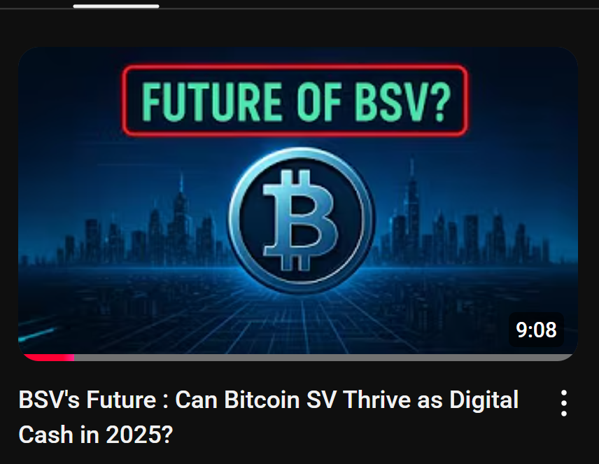 Just started a Youtube channel.

In this video we explore BSV's current state, challenges, and potential. We discuss BTC's shift from digital cash to store of value, BSV price crashes affecting app developers, and the need for stability to drive adoption

link in first comment