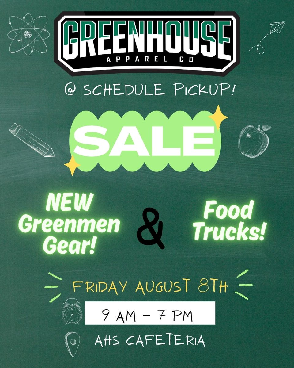 HarmonHighPTO's tweet photo. Friday, 8/8/25 --Schedule Pickup Day at the AHS Cafe! Be there at 9 AM for the GAC merch drop 🔥 Sneak peeks coming soon!
And yes… FOOD TRUCKS 🚚

Travelin' Tom's Coffee: 8:30–10:30
Chris' Ice Cream: 11–1
Shiba Teriyaki: 11–1:30

Grab your schedule, gear, and some lunch! https://t.co/05GfEvm9Sd