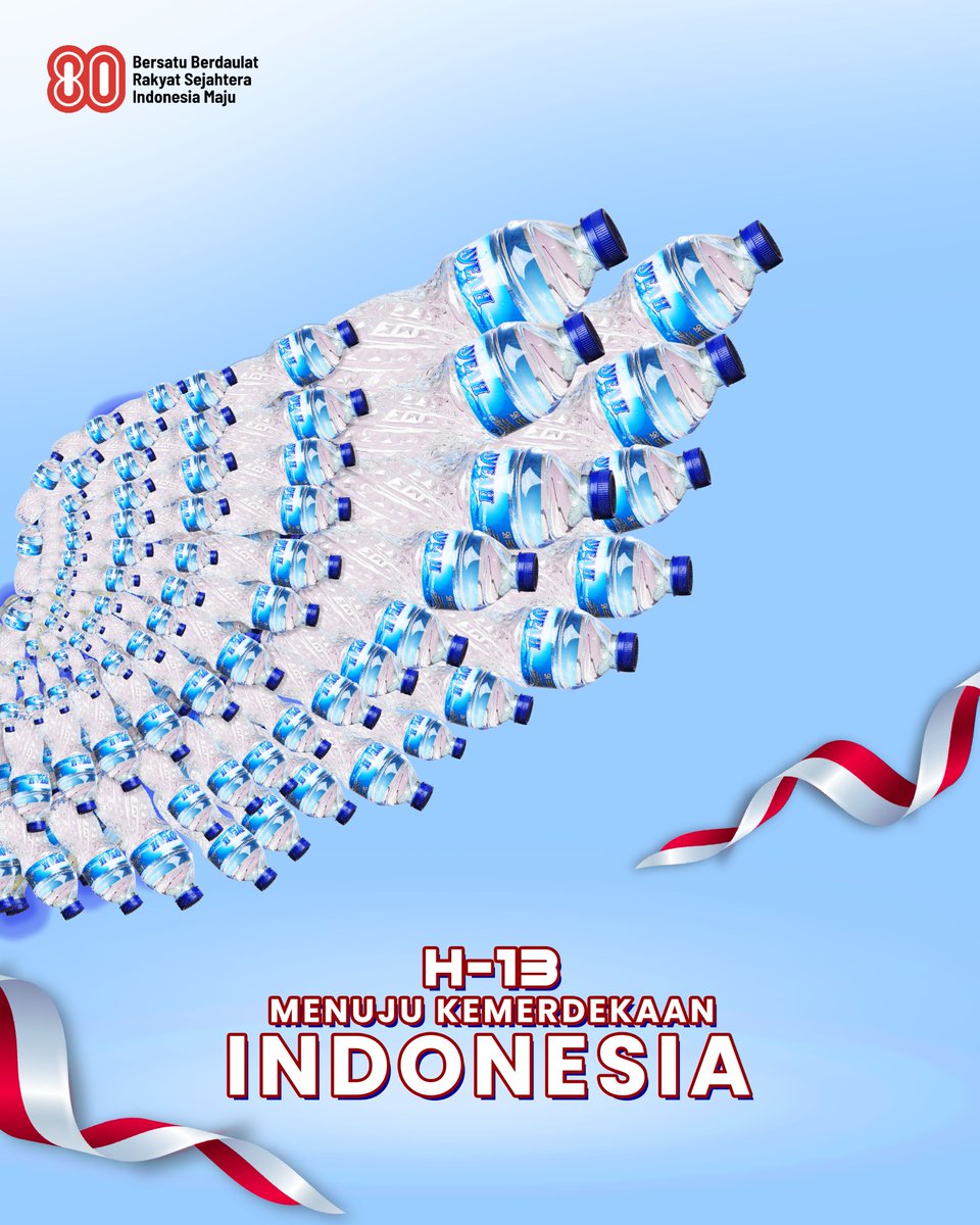 Ayeahamdk's tweet photo. "H-13 Menuju Kemerdekaan!
Saatnya kita bersama menjaga semangat persatuan dan menyegarkan energi menuju Indonesia Maju! Bersama Ayeah Air Mineral, segarnya semangat kemerdekaan terus mengalir!"
 teman setia untuk energi positif menuju 80 Tahun Indonesia Merdeka!" https://t.co/bwEiwa3pb7