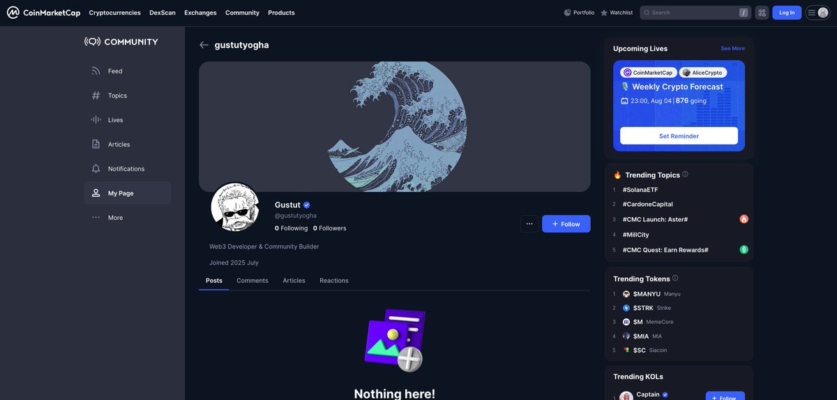 gustutyogha's tweet image. Officially verified as a @CoinMarketCap creator! 🥳

Huge thanks to @ceciliap_cmc for helping me onboard and get started with this amazing opportunity.

I&apos;ll be posting contents on CMC soon.
coinmarketcap.com/community/prof…