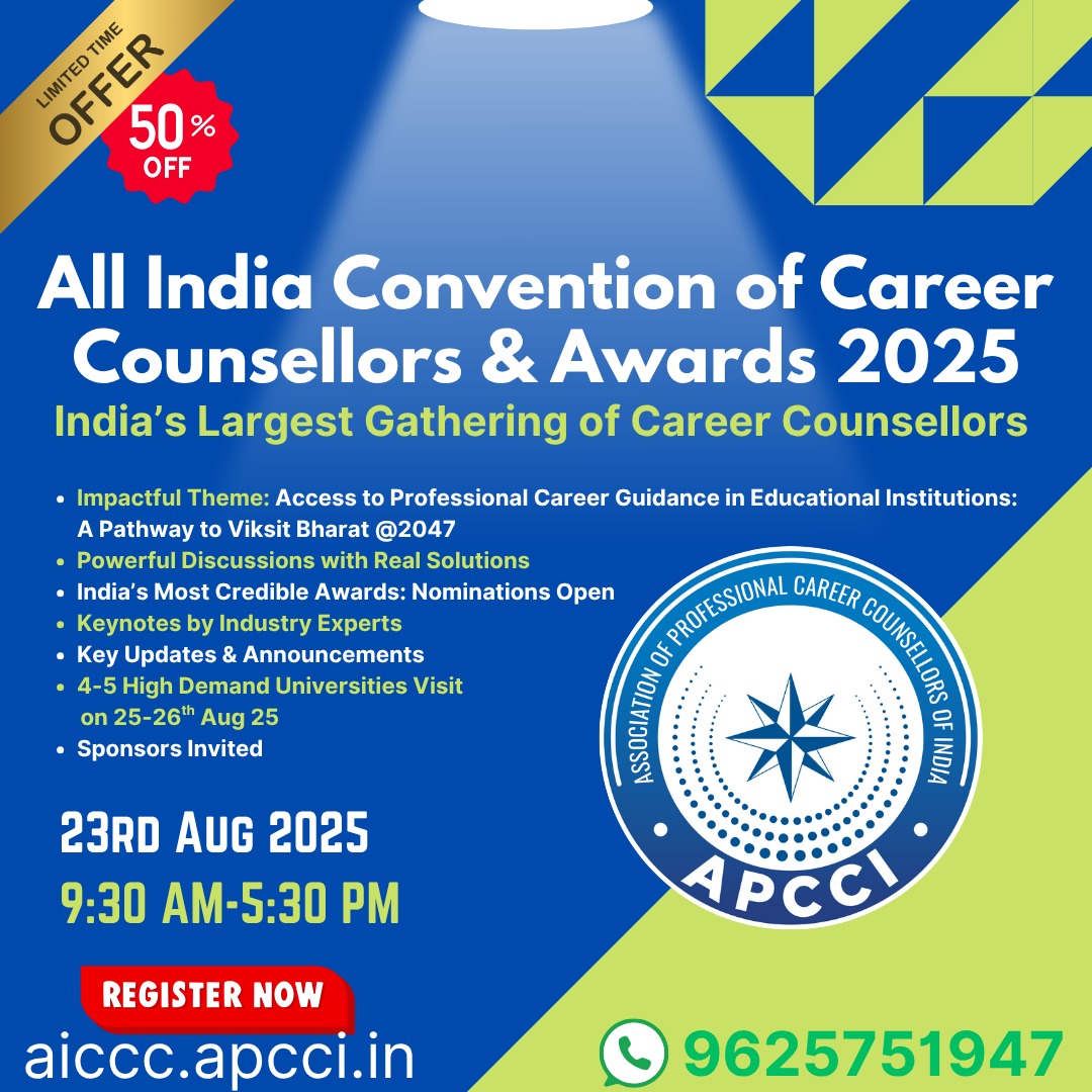 Calling all career counsellors!

Join the APCCI National Convention in Delhi on Aug 23.
Network with top experts, learn, and grow together.

Limited seats! Register now 👉 aiccc.apcci.in

#CareerCounselling #APCCI #AICCC2025 #DelhiEvents