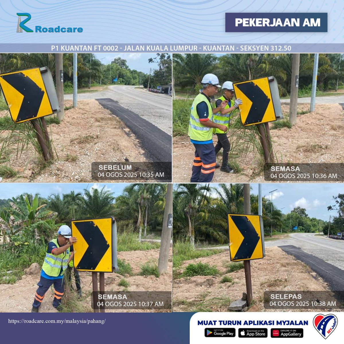 ROADCARE PAHANG (@roadcare_phg) on Twitter photo P1 KUANTAN
FT 0002 - JALAN KUALA LUMPUR - KUANTAN - SEKSYEN 312.50
- MEMBAIKI SEMULA KEDUDUKAN CHEVRON
<a href="/Roadcare_HQ/">ROADCARE (M) SDN BHD</a> <a href="/JkrKuantan/">JKR Daerah Kuantan</a> P1 KUANTAN
FT 0002 - JALAN KUALA LUMPUR - KUANTAN - SEKSYEN 312.50
- MEMBAIKI SEMULA KEDUDUKAN CHEVRON
<a href="/Roadcare_HQ/">ROADCARE (M) SDN BHD</a> <a href="/JkrKuantan/">JKR Daerah Kuantan</a>
