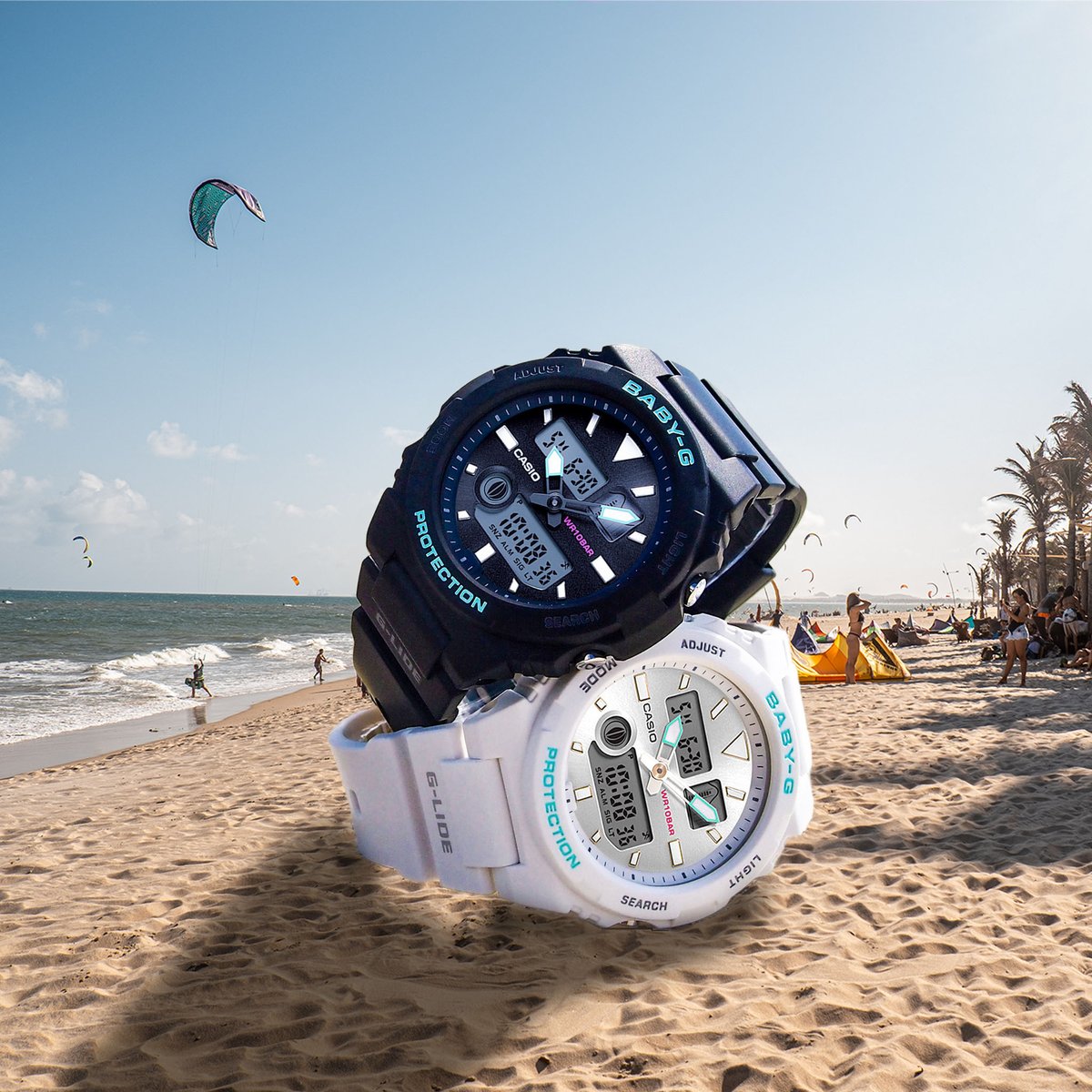 javyscasio's tweet image. 🌊 Catch the perfect wave with the BABY-G #G_LIDE #BAX100! 🏄‍♀️ Tide Graph always visible, even in Timekeeping Mode. 🕒 Sleek analog-digital display with retro 90s G-SHOCK vibes. Beach-ready colors, slim case, 200m water resistance. Check future tides with a press! 🏖️ #SurfWatch