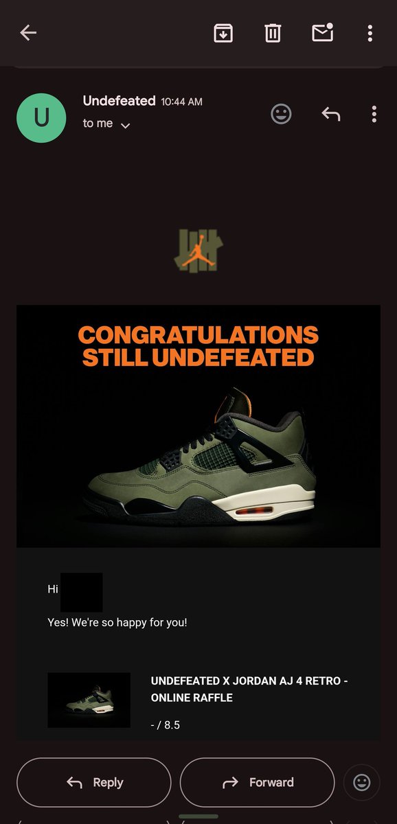 EdwinJohnBanzon's tweet photo. Had a very low expectations on winning this sneaker, especially this iconic Undefeated Jordan 4. https://t.co/buvXJBM93E
